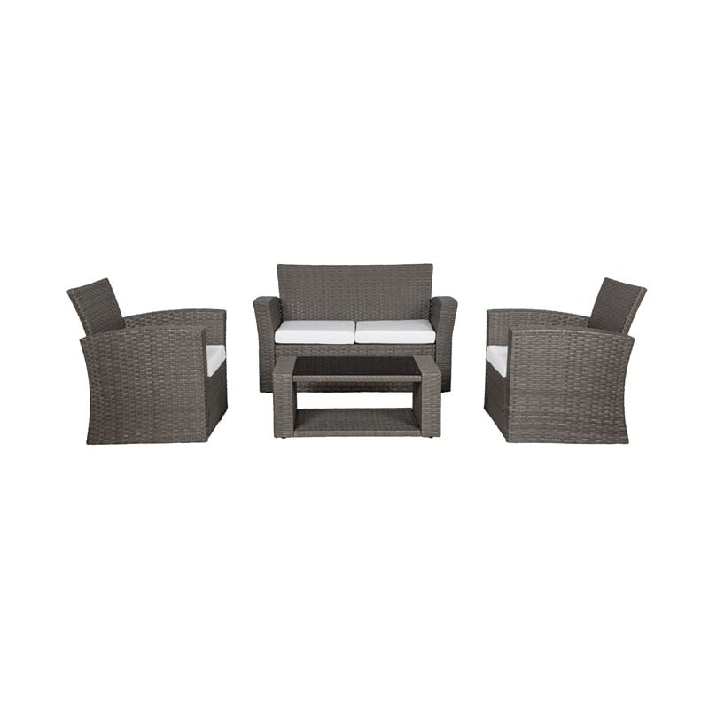 WESTIN FURNITURE 11010 4-PIECE CONVERSATION OUTDOOR PATIO SOFA SET WITH CUSHIONS