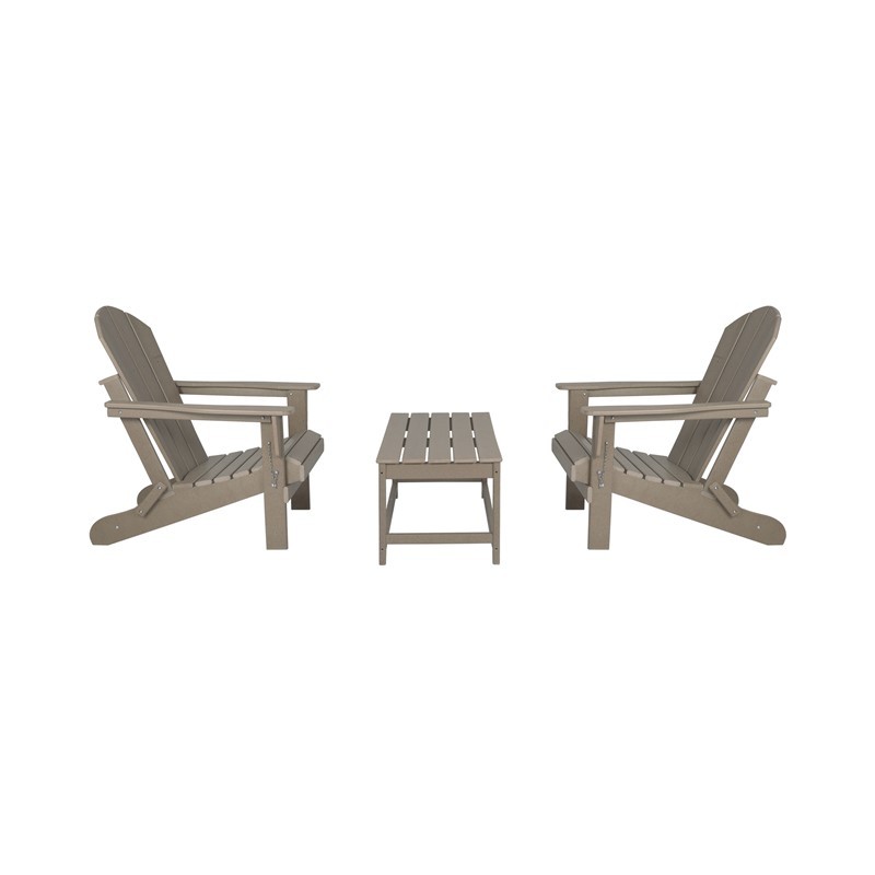 WESTIN FURNITURE 2001-AC2-CT 3-PIECE BISTRO SET OUTDOOR PATIO ADIRONDACK CHAIR WITH COFFEE TABLE