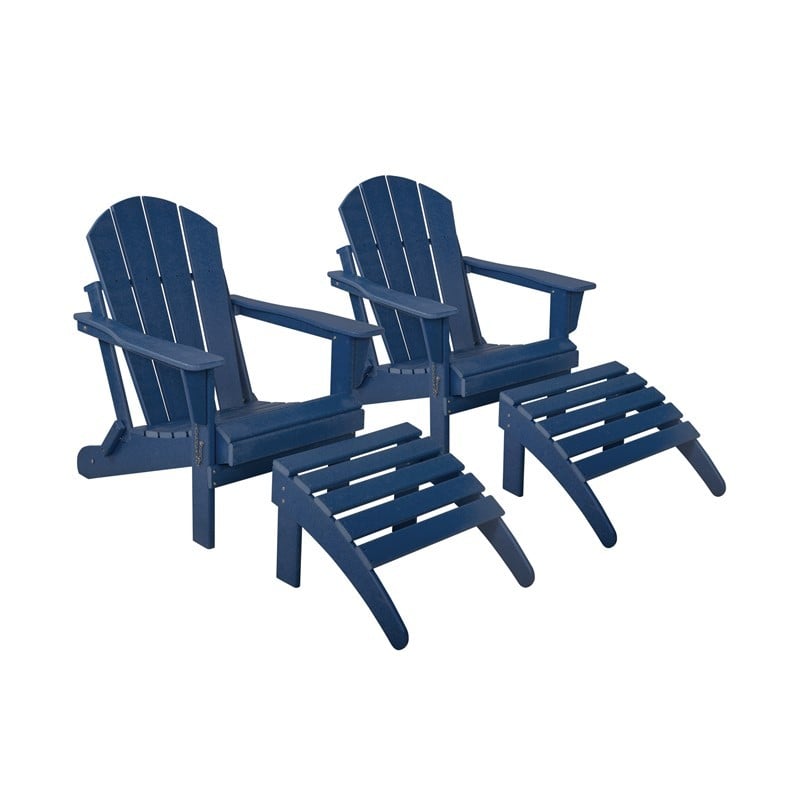 WESTIN FURNITURE 2001ADOT-2 4-PIECE ADIRONDACK CONVERSATION CHAIR WITH FOOTREST OTTOMAN SET