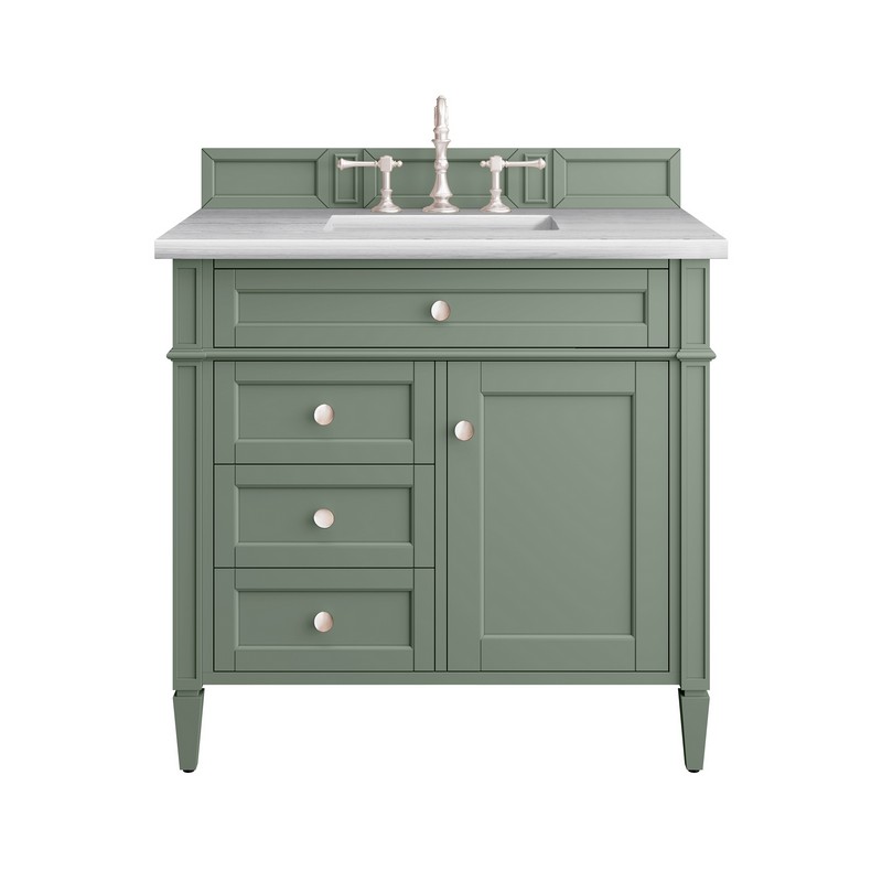 JAMES MARTIN 650-V36-SC-3AF BRITTANY 36 INCH SMOKEY CELADON SINGLE SINK VANITY WITH 3 CM ARCTIC FALL TOP