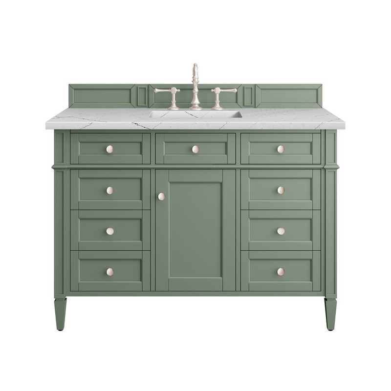 JAMES MARTIN 650-V48-SC-3ENC BRITTANY 48 INCH SMOKEY CELADON SINGLE SINK VANITY WITH 3 CM ETHEREAL NOCTIS TOP