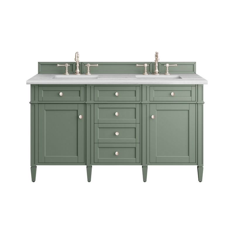 JAMES MARTIN 650-V60D-SC-3AF BRITTANY 60 INCH SMOKEY CELADON DOUBLE SINK VANITY WITH 3 CM ARCTIC FALL TOP