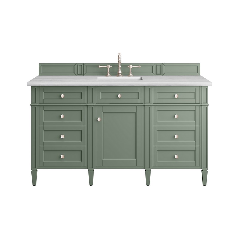 JAMES MARTIN 650-V60S-SC-3AF BRITTANY 60 INCH SMOKEY CELADON SINGLE SINK VANITY WITH 3 CM ARCTIC FALL TOP