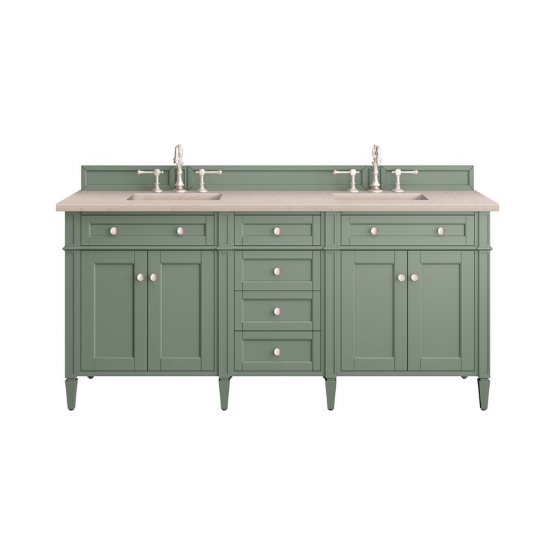 JAMES MARTIN 650-V72-SC-3EMR BRITTANY 72 INCH SMOKEY CELADON DOUBLE SINK VANITY WITH 3 CM ETERNAL MARFIL TOP