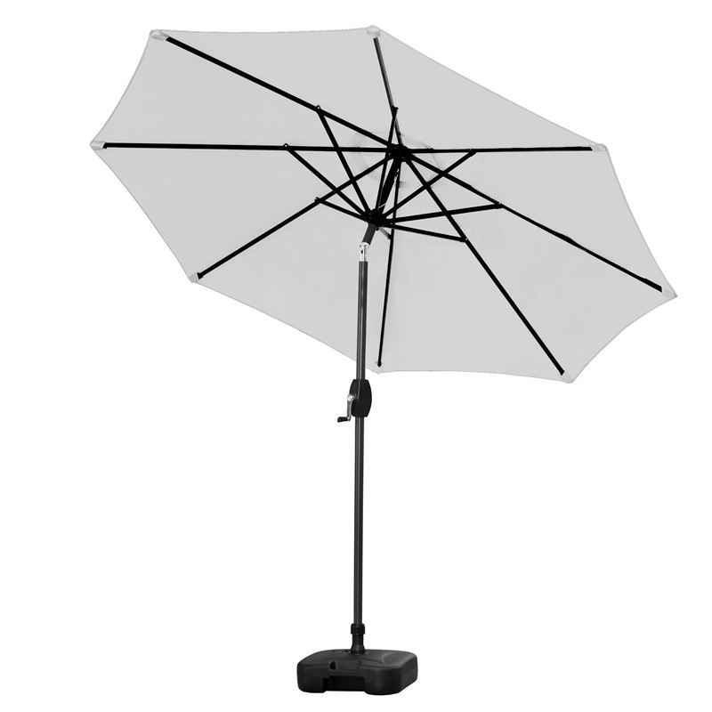 WESTIN FURNITURE 9806012-OS5001 108 INCH OUTDOOR PATIO MARKET TABLE UMBRELLA WITH SQUARE PLASTIC FILLABLE BASE - WHITE