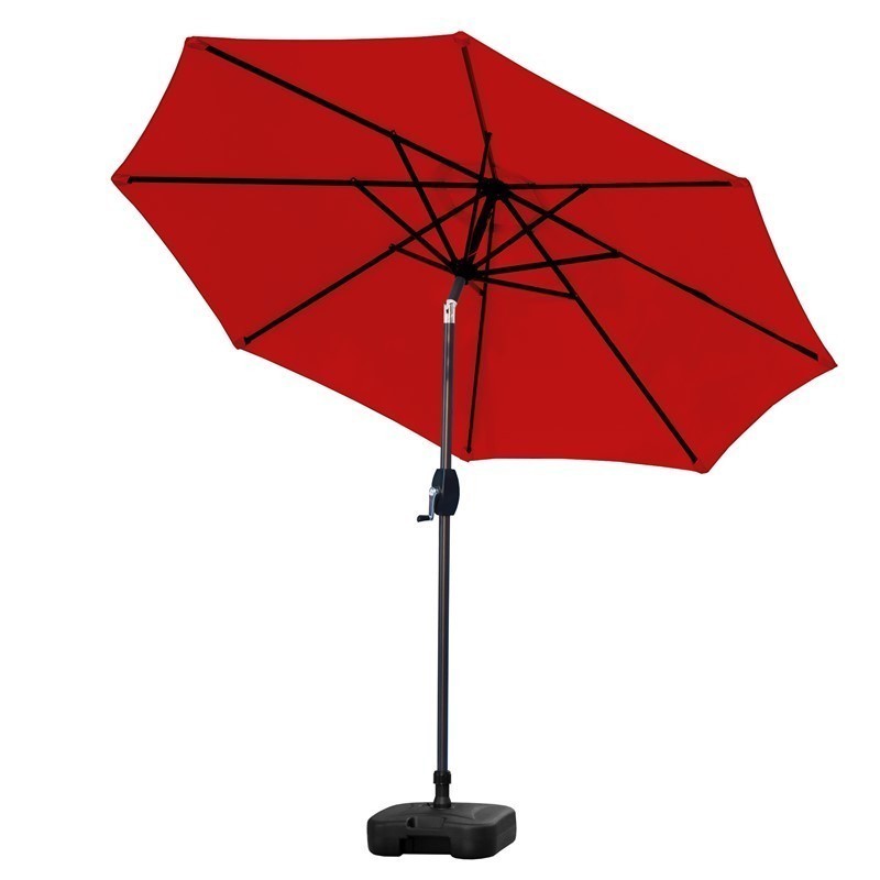 WESTIN FURNITURE 9806031-OS5001 108 INCH OUTDOOR PATIO MARKET TABLE UMBRELLA WITH SQUARE PLASTIC FILLABLE BASE - RED