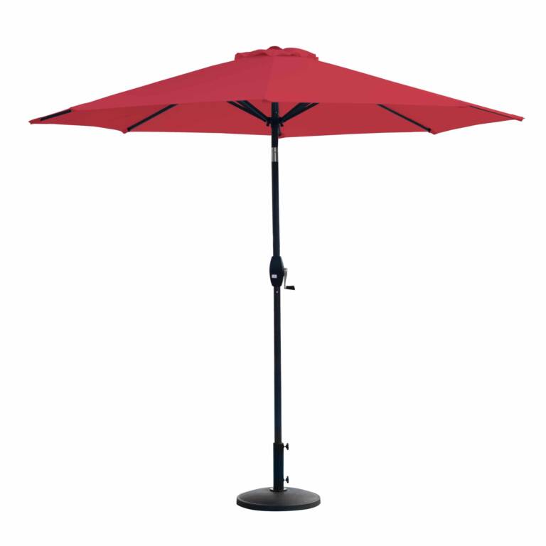 WESTIN FURNITURE 9806031-OS5002 108 INCH OUTDOOR PATIO MARKET TABLE UMBRELLA WITH ROUND RESIN BASE - RED