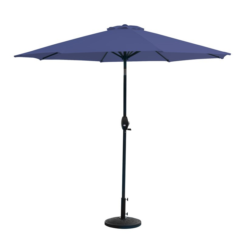 WESTIN FURNITURE 9806122-OS5003 108 INCH OUTDOOR PATIO MARKET TABLE UMBRELLA WITH DECORATIVE ROUND RESIN BASE - NAVY BLUE