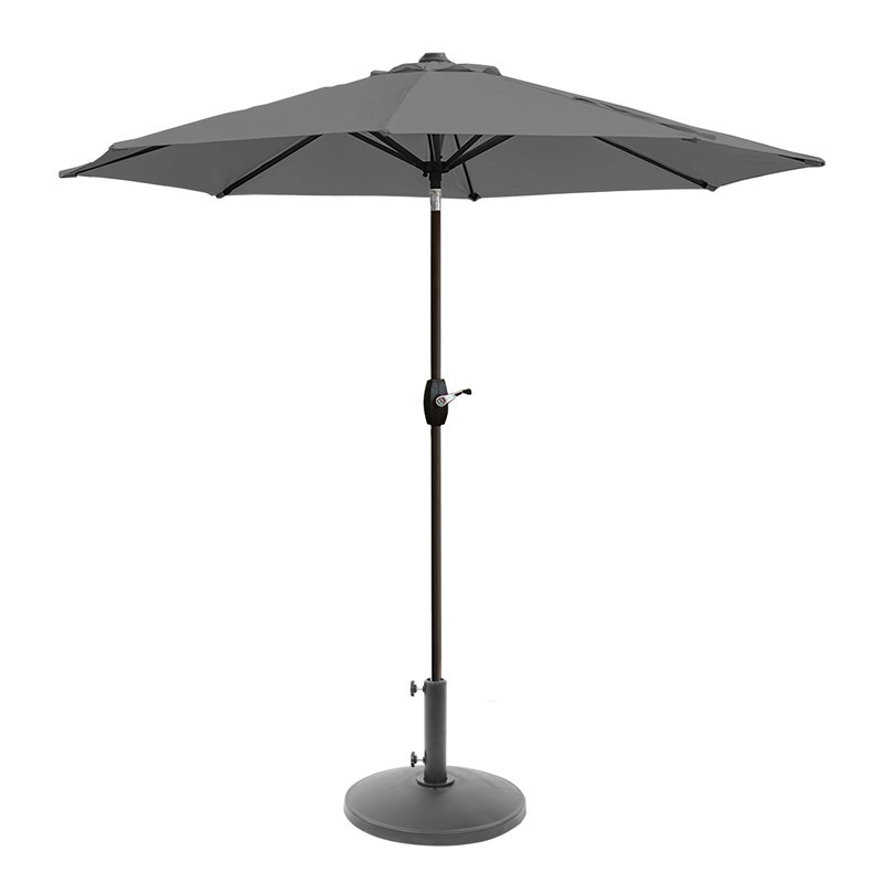 WESTIN FURNITURE 9806302-OS5002 108 INCH OUTDOOR PATIO MARKET TABLE UMBRELLA WITH ROUND RESIN BASE - GRAY