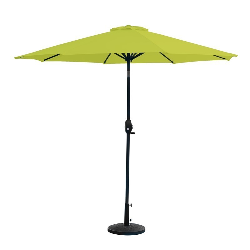 WESTIN FURNITURE 9807131-OS5003 108 INCH OUTDOOR PATIO MARKET TABLE UMBRELLA WITH DECORATIVE ROUND RESIN BASE - LIME GREEN