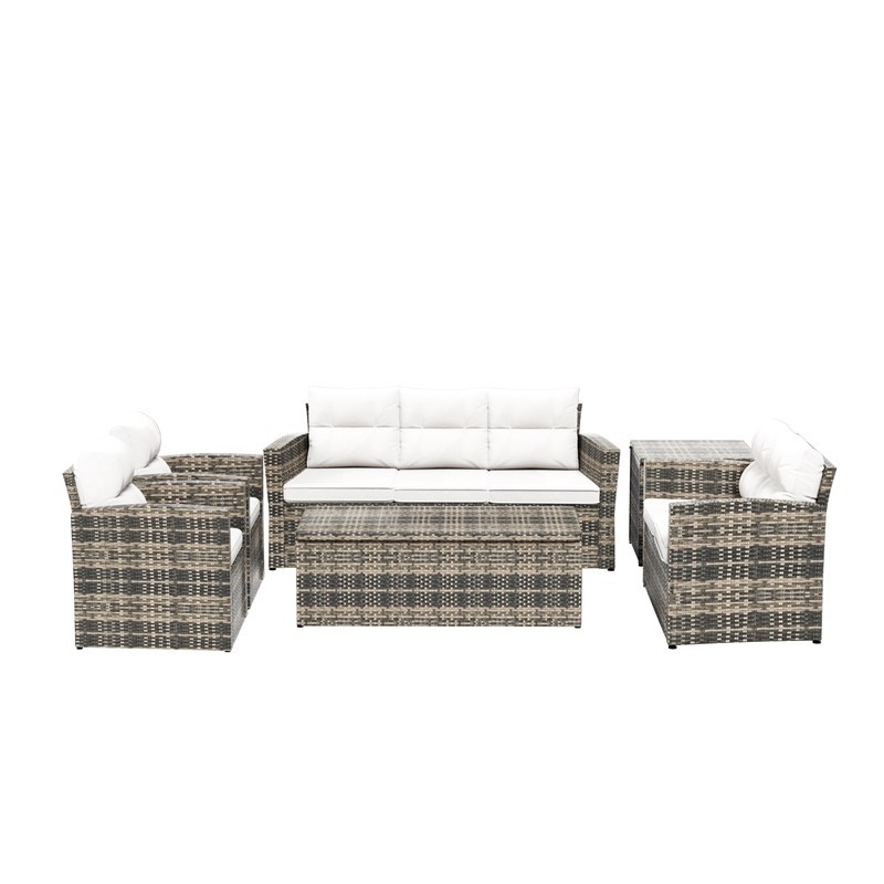 WESTIN FURNITURE OP115-BR MADORE 6 PIECE RATTAN SEATING GROUP WITH CUSHION