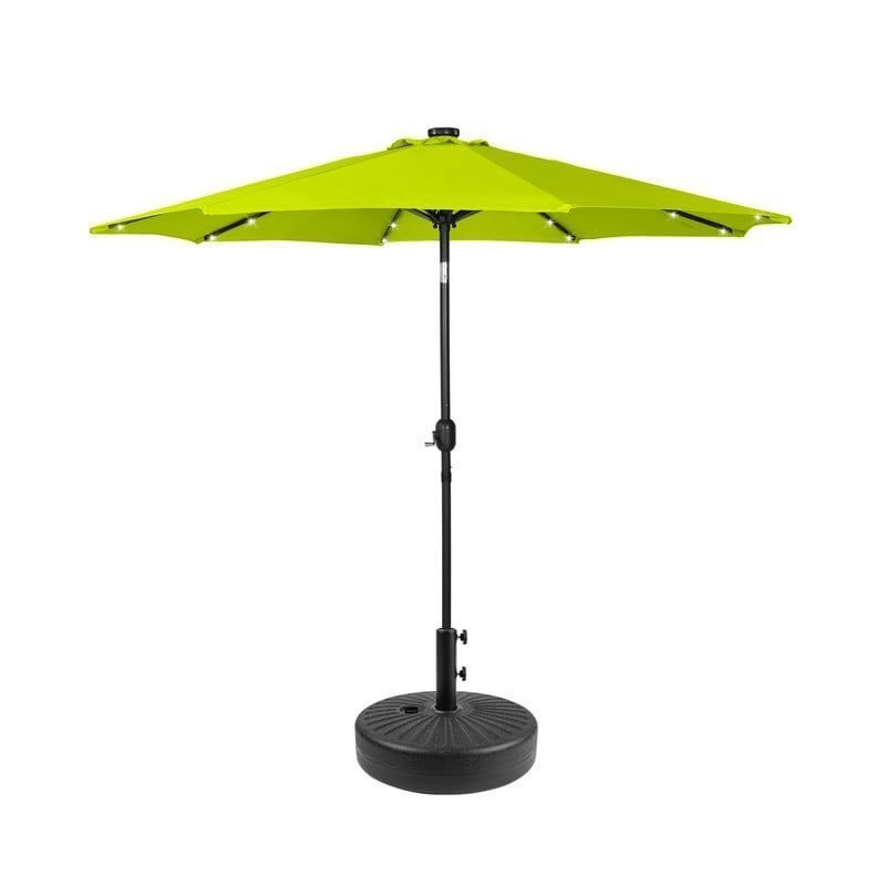 WESTIN FURNITURE OS3001-981RDBK 104 INCH OUTDOOR PATIO SOLAR LED MARKET UMBRELLA WITH BLACK ROUND BASE