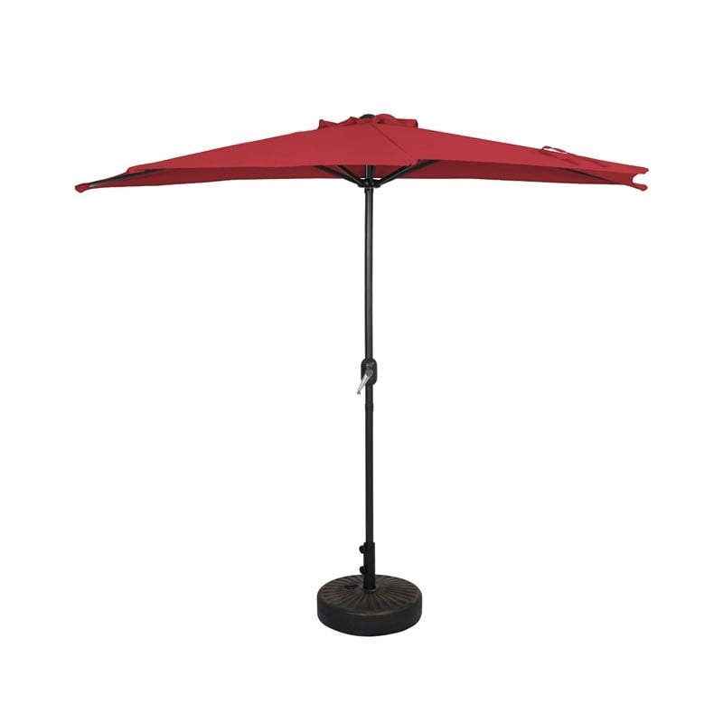 WESTIN FURNITURE OS3003-981RDBZ 106 INCH HALF MARKET PATIO UMBRELLA WITH BRONZE ROUND PLASTIC BASE