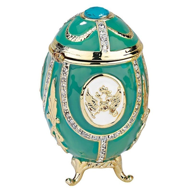 DESIGN TOSCANO FH89334 2 INCH RUSSIAN IMPERIAL EGG - TEAL GREEN