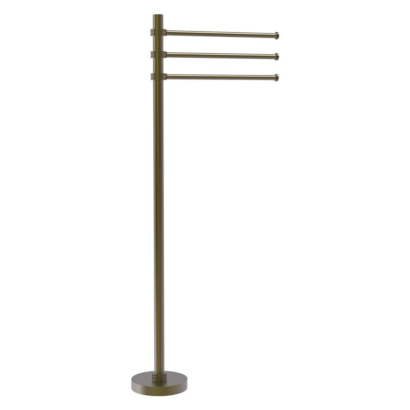 ALLIED BRASS TS-45D 15 1/4 INCH TOWEL STAND WITH 3 PIVOTING 12 INCH ARMS WITH DOTTED DETAIL