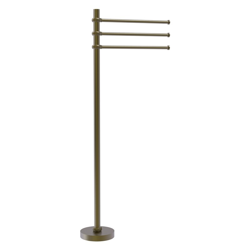 ALLIED BRASS TS-45T 15 1/4 INCH TOWEL STAND WITH 3 PIVOTING 12 INCH ARMS WITH TWIST DETAIL