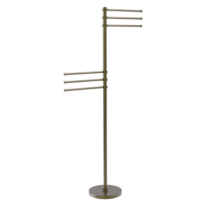 ALLIED BRASS TS-50D 25 1/2 INCH TOWEL STAND WITH 6 PIVOTING 12 INCH ARMS WITH DOTTED DETAIL