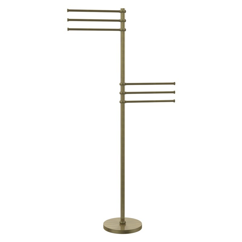 ALLIED BRASS TS-50T 25 1/2 INCH TOWEL STAND WITH 6 PIVOTING 12 INCH ARMS WITH TWIST DETAIL