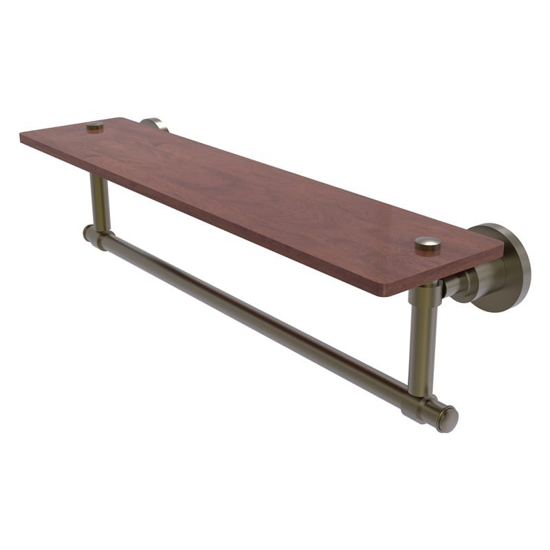 ALLIED BRASS WS-1TB-22-IRW WASHINGTON SQUARE 22 INCH SOLID IPE IRONWOOD SHELF WITH INTEGRATED TOWEL BAR