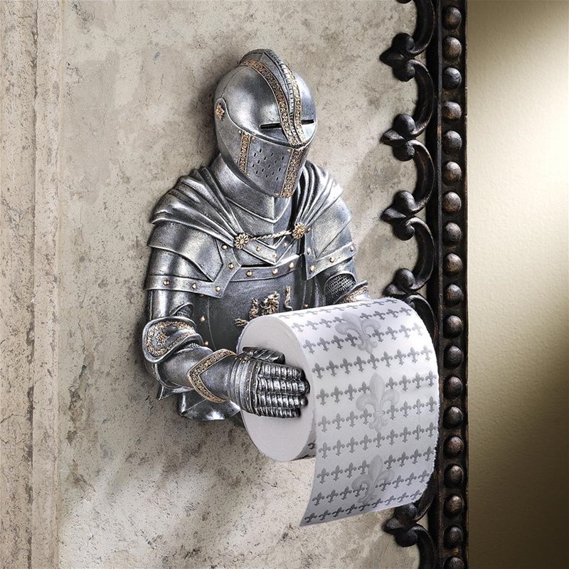 DESIGN TOSCANO CL5768 9 INCH A KNIGHT TO REMEMBER BATH TISSUE HOLDER