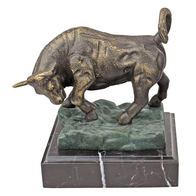 DESIGN TOSCANO SP334 6 1/2 INCH BULL OF WALL STREET CAST IRON STATUE