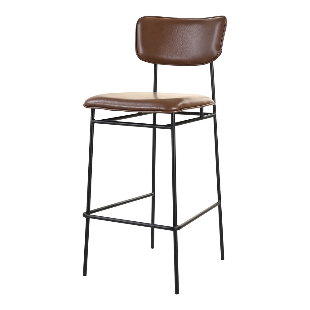 MOE'S HOME COLLECTION EQ-1014-20 SAILOR 18 INCH LEATHER BAR STOOL - DARK BROWN