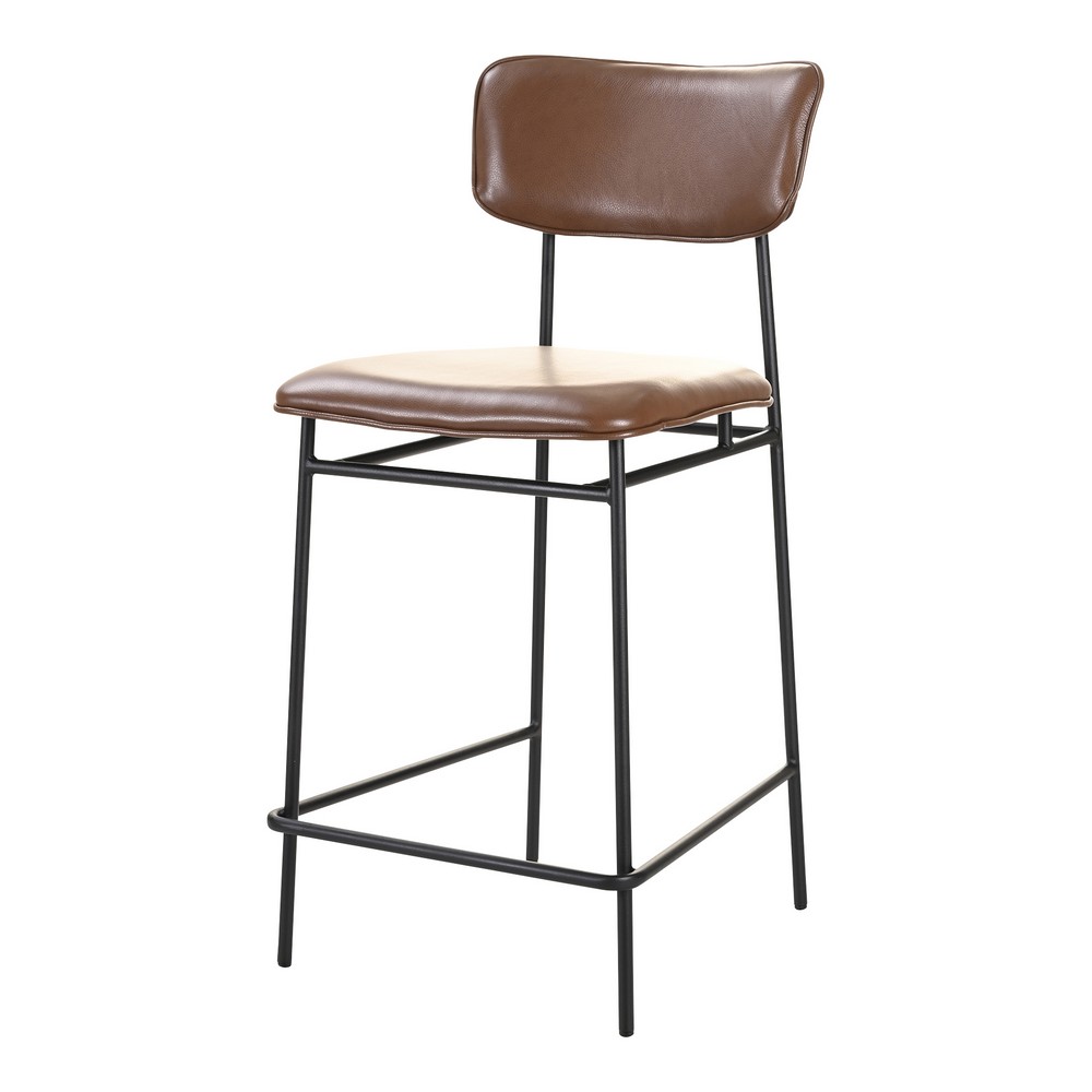 MOE'S HOME COLLECTION EQ-1015-20 SAILOR 18 INCH LEATHER COUNTER STOOL - DARK BROWN