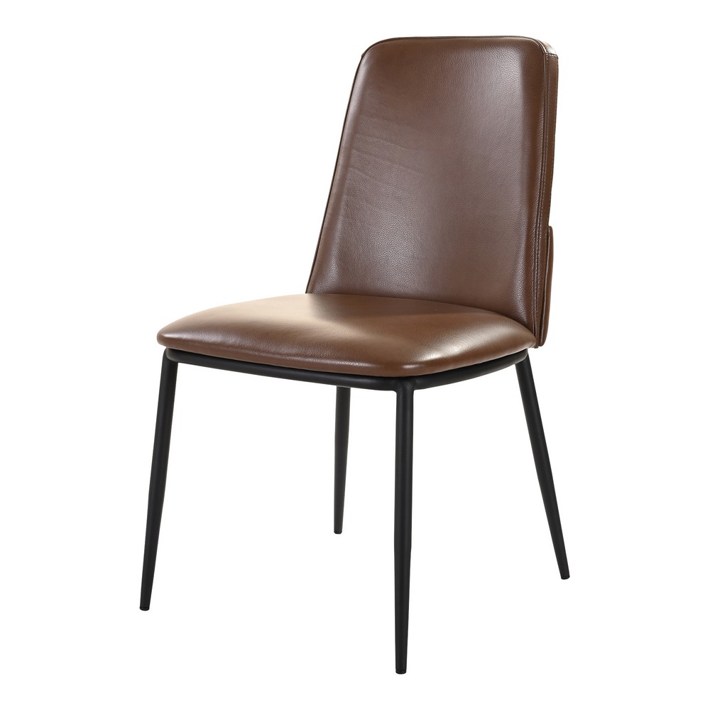 MOE'S HOME COLLECTION EQ-1017-20 DOUGLAS 19 INCH LEATHER DINING CHAIR - DARK BROWN