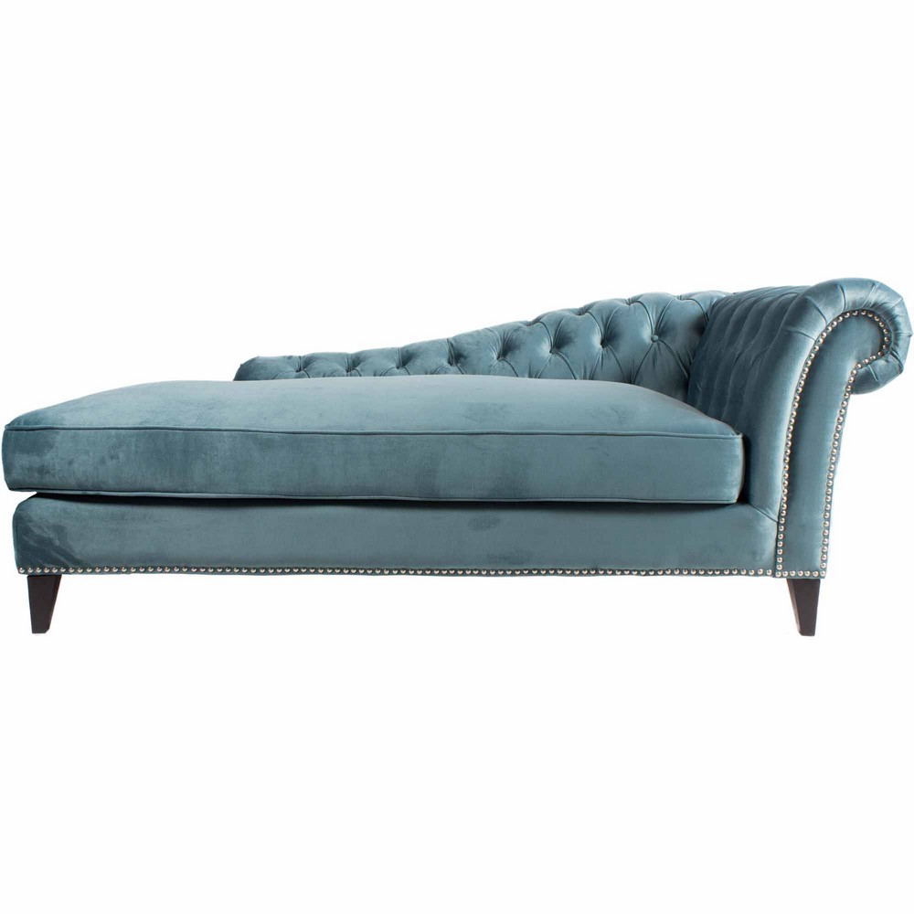 MOE'S HOME COLLECTION FN-1031-50 BIBIANO 71 INCH POLYESTER VELVET CHAISE - BLUE