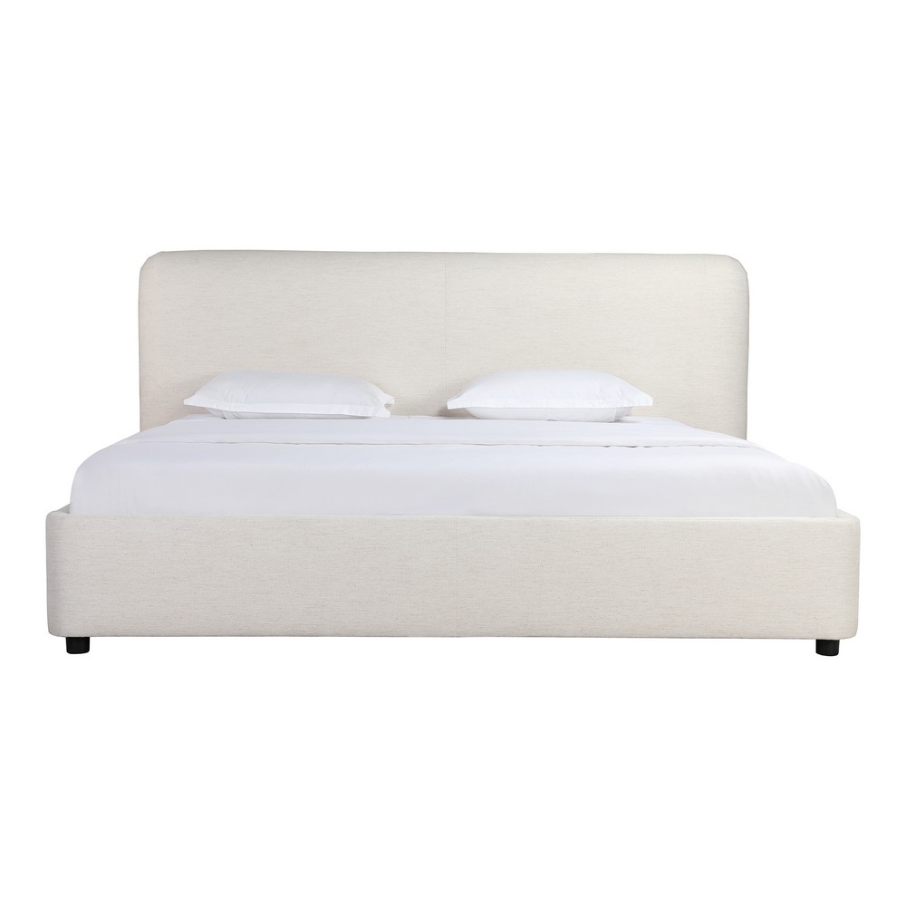 MOE'S HOME COLLECTION RN-1126-34 SAMARA 90 1/2 INCH POLYESTER COTTAGE LINEN KING BED - WHITE
