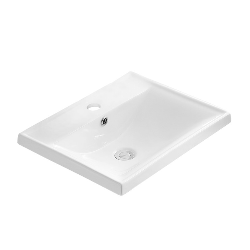 KARRAN VC-201-WH VALERA 20 3/8 INCH RECTANGULAR TOP MOUNT VITREOUS CHINA BATHROOM SINK WITH OVERFLOW DRAIN - WHITE