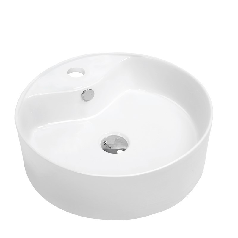 KARRAN VC-401-WH VALERA 18 1/8 INCH VITREOUS CHINA VESSEL BATHROOM SINK WITH OVERFLOW DRAIN - WHITE