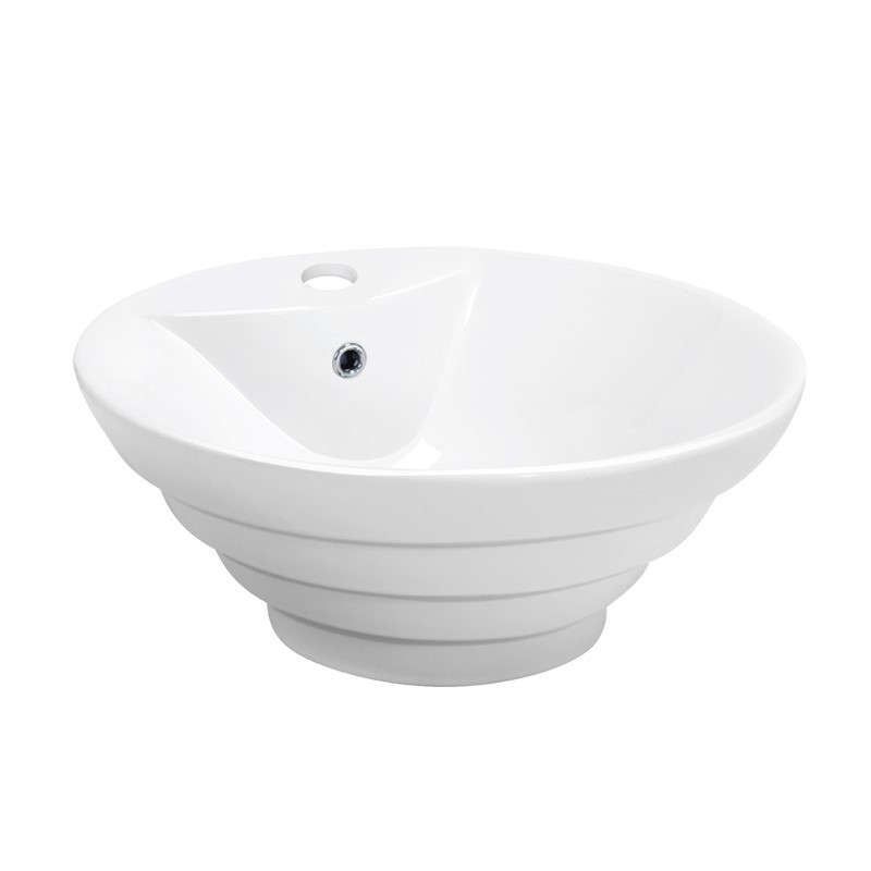 KARRAN VC-402-WH VALERA 18 7/8 INCH VITREOUS CHINA VESSEL BATHROOM SINK WITH OVERFLOW DRAIN - WHITE