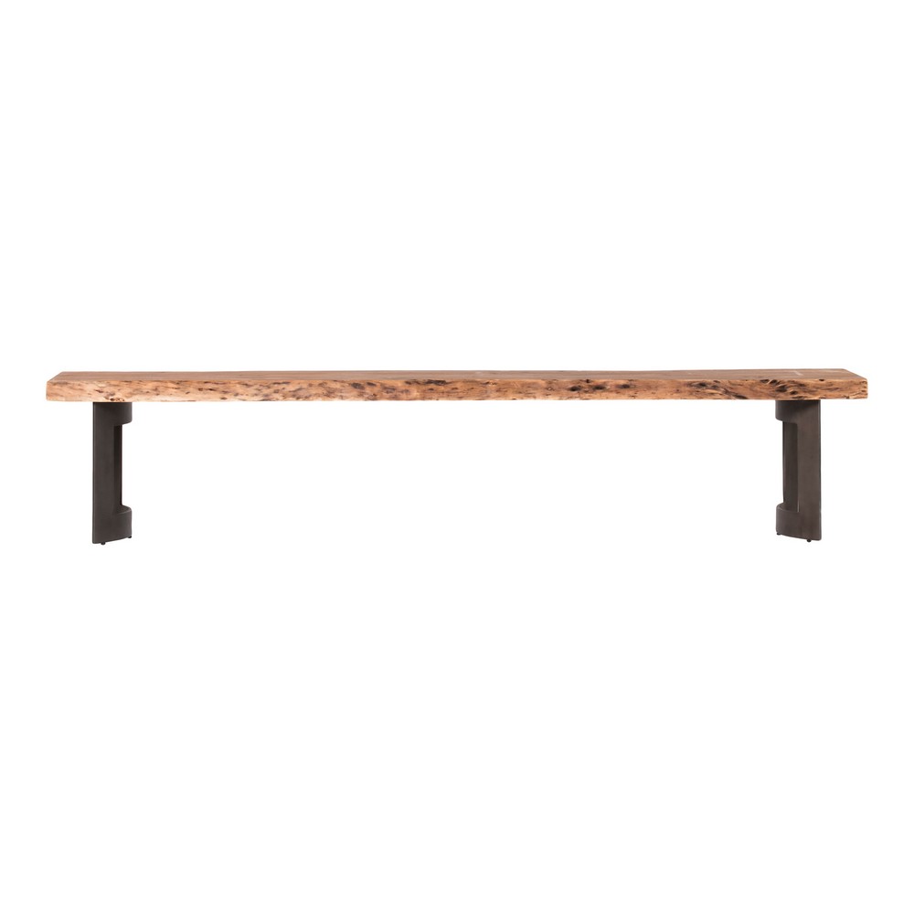 MOE'S HOME COLLECTION VE-1002-03 BENT 92 INCH RECTANGULAR SMALL BENCH - BROWN