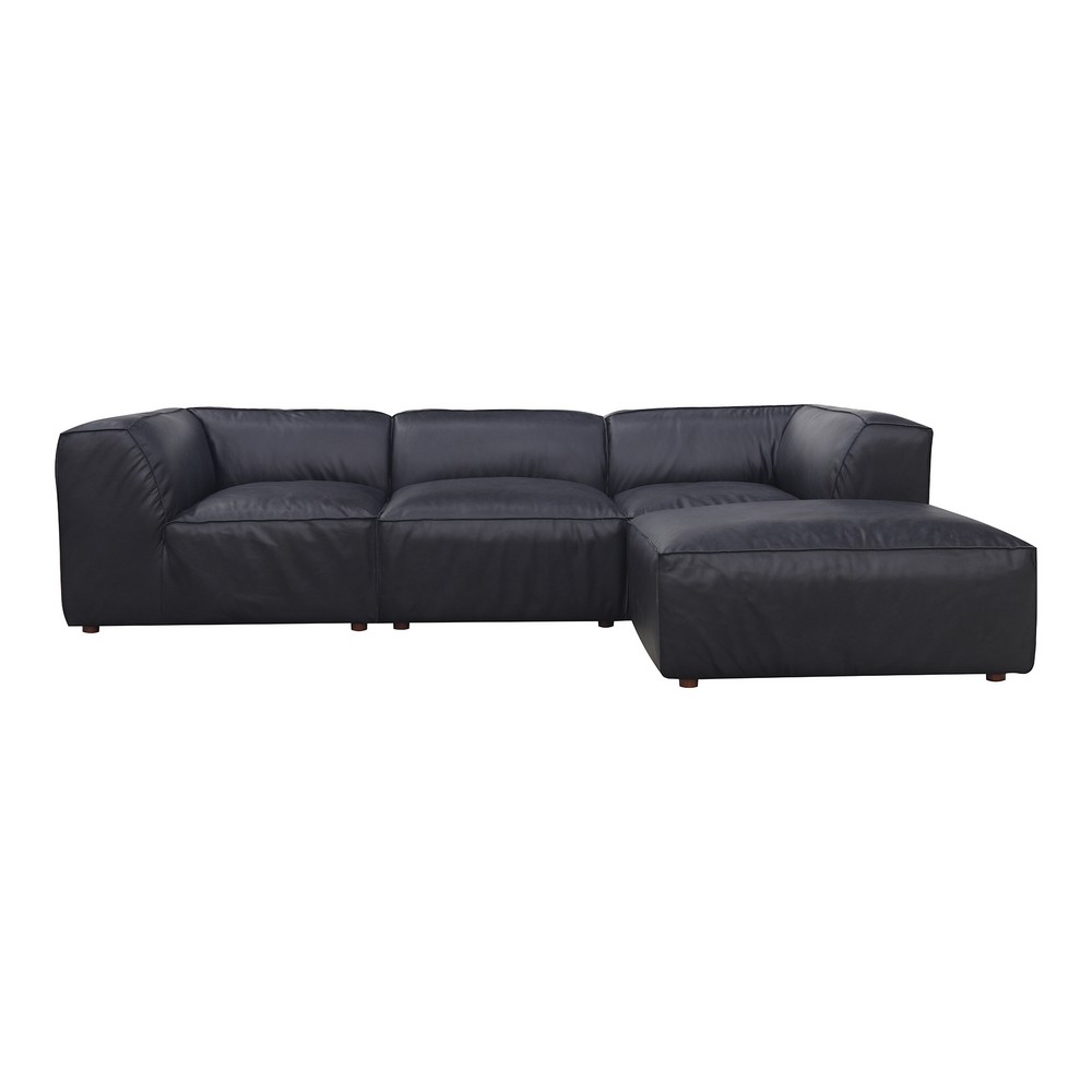 MOE'S HOME COLLECTION XQ-1005-02 112 INCH FORM AND LEATHER LOUNGE MODULAR SECTIONAL - VANTAGE BLACK