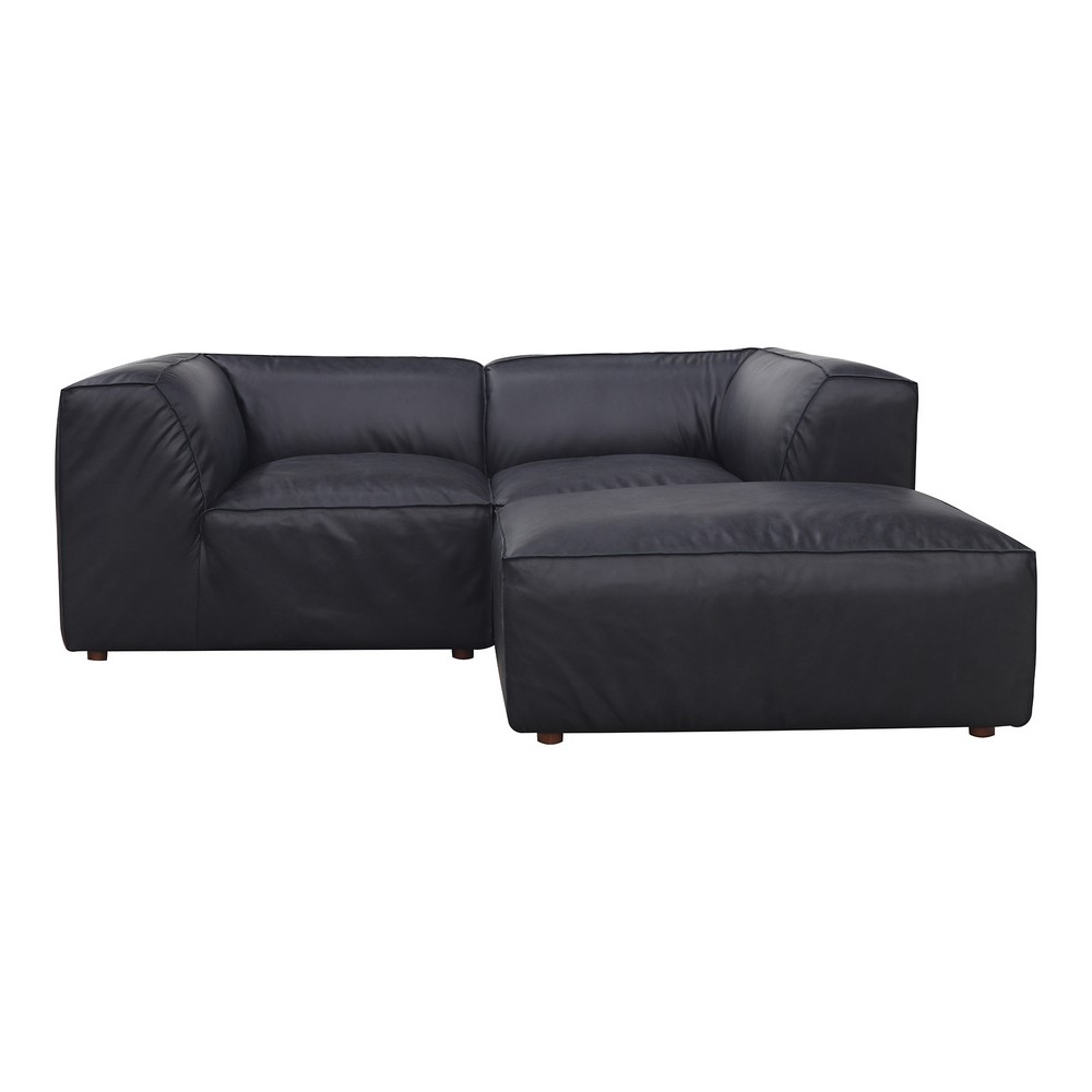 MOE'S HOME COLLECTION XQ-1006-02 81 INCH FORM AND LEATHER NOOK MODULAR SECTIONAL - VANTAGE BLACK
