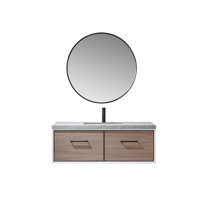 VINNOVA 705348-NS CAPARROSO 48 INCH SINGLE SINK BATH VANITY WITH SINTERED STONE TOP AND MIRROR IN GREY