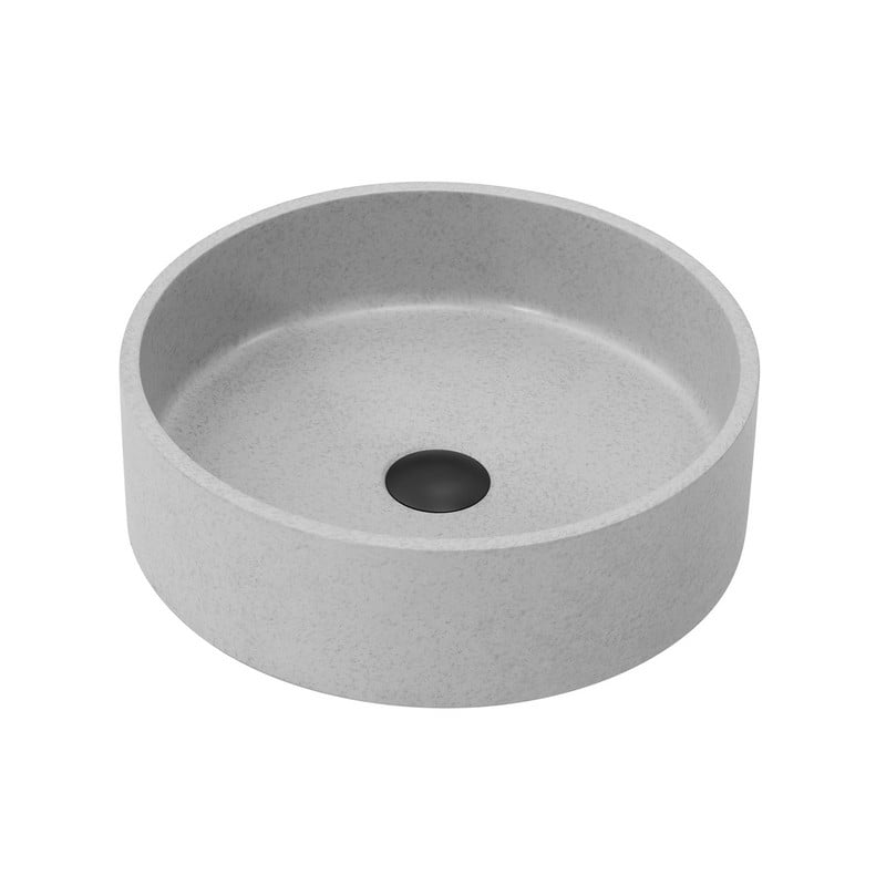 VINNOVA 9257-BAS-GR MOGUER 15 3/8 INCH CONCRETE CIRCULAR VESSEL BATHROOM SINK - GREY