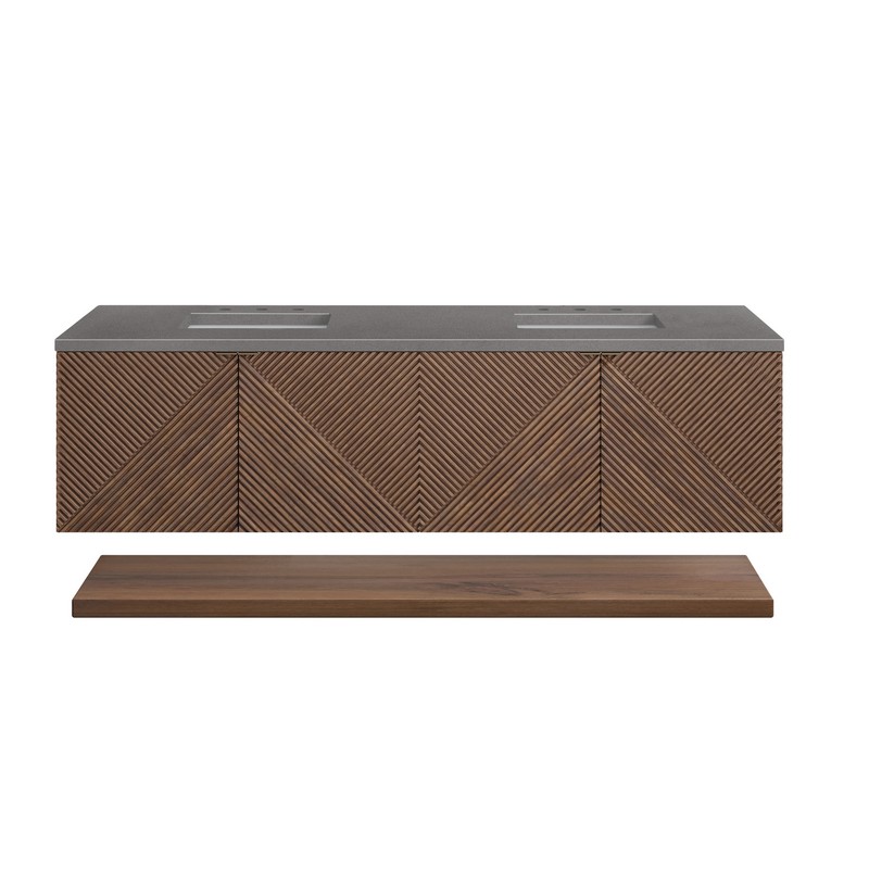 JAMES MARTIN D200-V72-CSN-3GEX MARCELLO 72 INCH CHESTNUT DOUBLE VANITY WITH 3CM GREY EXPO TOP