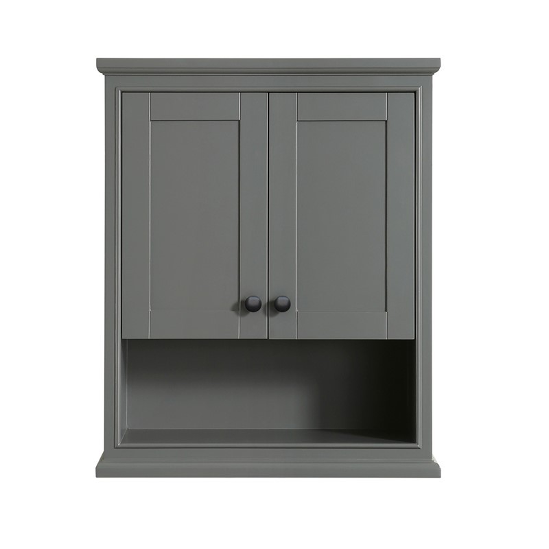 WYNDHAM COLLECTION WCS2020WCGB DEBORAH 25 INCH OVER-THE-TOILET BATHROOM WALL-MOUNTED STORAGE CABINET IN DARK GRAY WITH MATTE BLACK TRIM