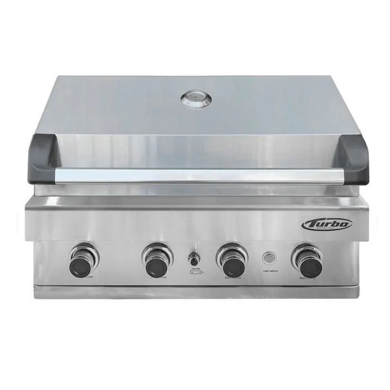BARBEQUES GALORE 369404 TURBO 32 INCH  4-BURNER BUILT-IN STAINLESS STEEL LIQUID PROPANE GAS BBQ GRIL