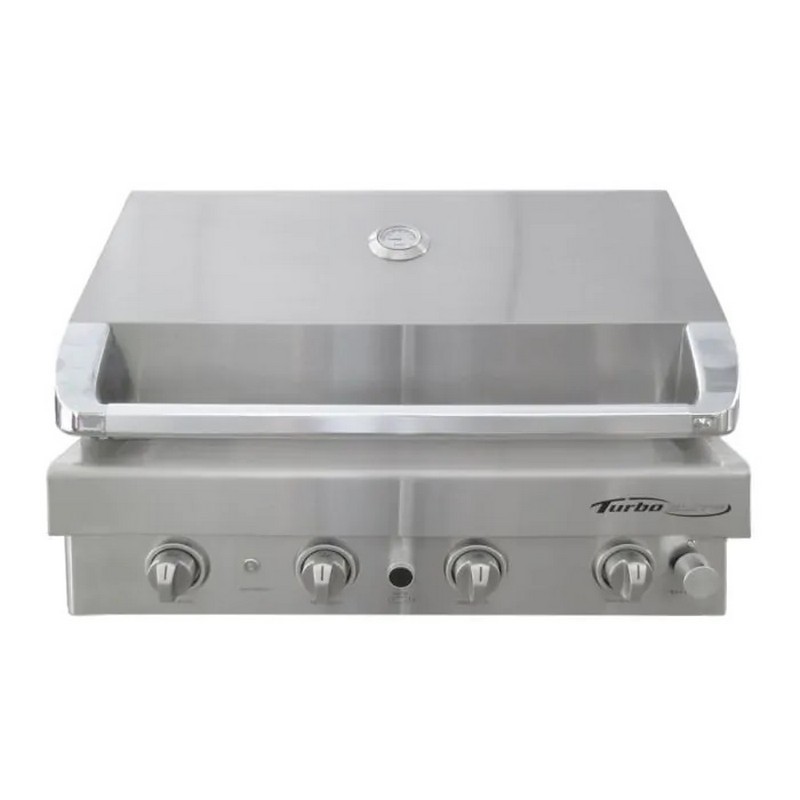 BARBEQUES GALORE 369406 TURBO ELITE 32 INCH  4-BURNER BUILT-IN STAINLESS STEEL LIQUID PROPANE GAS BBQ GRIL