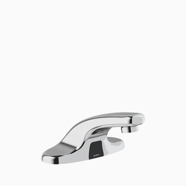 SLOAN 3315381BT OPTIMA 3 5/8 INCH BATTERY POWERED DECK MOUNTED LOW INTEGRATED BASE BODY FAUCET WITH MULTI-LAMINAR SPRAY - POLISHED CHROME