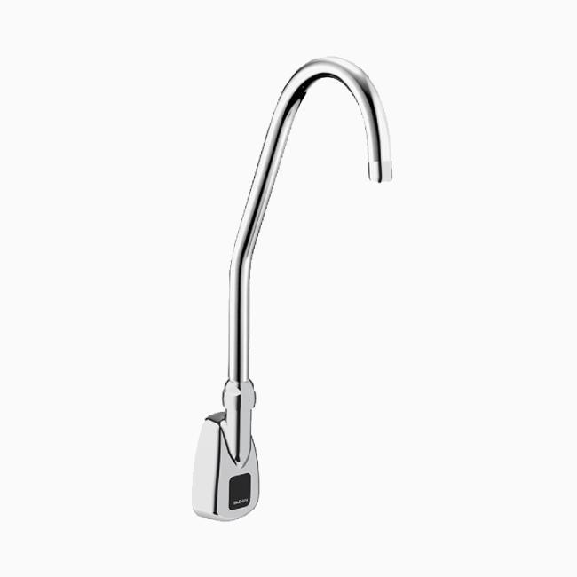 SLOAN 3365242BT OPTIMA 16 3/8 INCH BELOW DECK THERMOSTATIC MIXING VALVE BOX TRANSFORMER HARDWIRED POWERED WALL MOUNT GOOSENECK BODY FAUCET WITH LAMINAR SPRAY AND SURGICAL BEND SPOUT - POLISHED CHROME