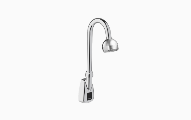 SLOAN 3365342BT OPTIMA 10 1/4 INCH PLUG ADAPTER HARDWIRED POWERED WALL MOUNT GOOSENECK BODY FAUCET WITH SHOWER HEAD SPRAY - POLISHED CHROME