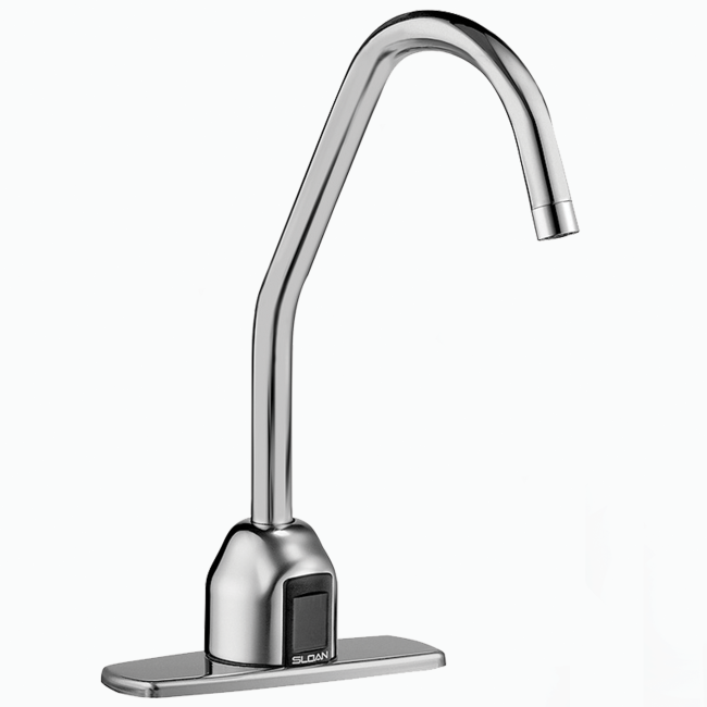 SLOAN 3365441BT OPTIMA 12 1/4 INCH BOX TRANSFORMER BELOW DECK THERMOSTATIC MIXING VALVE HARDWIRED POWERED GOOSENECK BODY FAUCET WITH 4 INCH TRIM PLATE AND SURGICAL BEND SPOUT - POLISHED CHROME