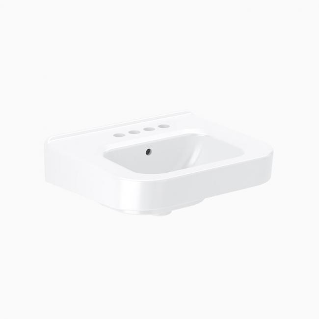 SLOAN 3873576 20 INCH 4 INCH CENTERSET VITREOUS CHINA WALL MOUNT LEDGEBACK BATHROOM SINK WITH RIGHT HAND SOAP HOLE AND SLOAN TEC GLAZE - WHITE