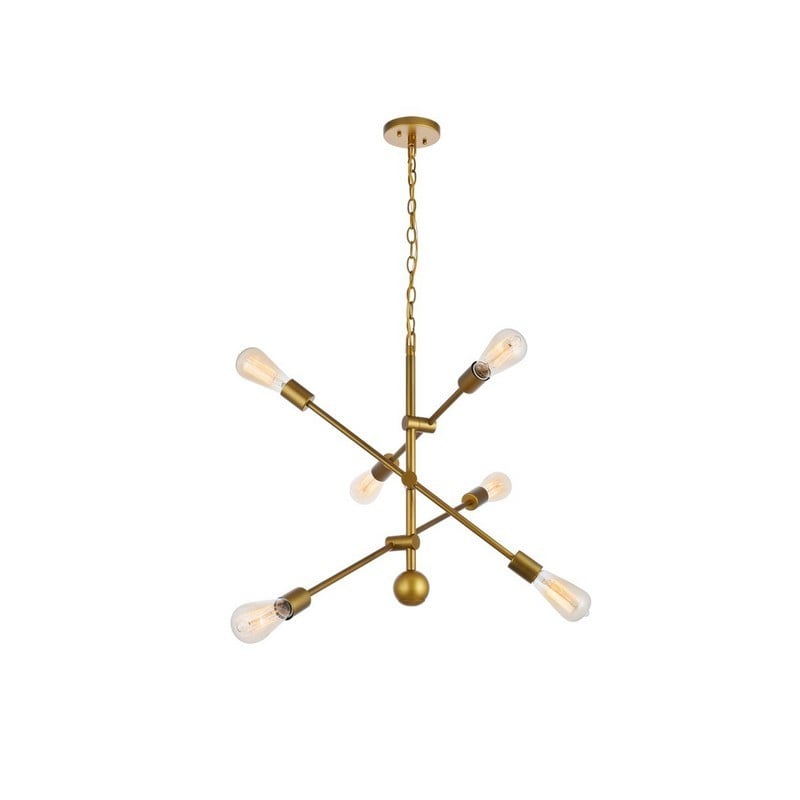 ELEGANT FURNITURE LIGHTING LD8008D29BR AXEL 29 INCH 6 LIGHTS CEILING PENDANT LIGHT - BRASS