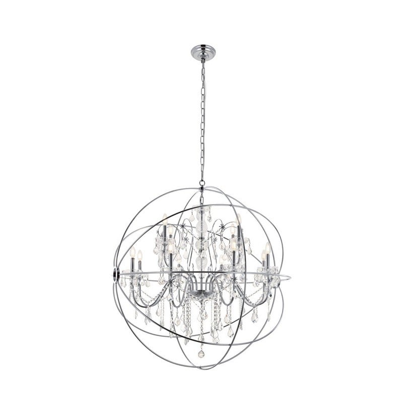 ELEGANT FURNITURE LIGHTING LD8801D43 CORDELIA 43 1/2 INCH 12 LIGHT CRYSTAL CEILING PENDANT LIGHT