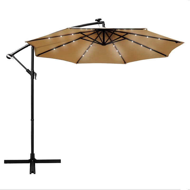 LEISUREMOD WUBL-10 WILLRY 118 INCH MODERN OUTDOOR 10 FT OFFSET CANTILEVER HANGING PATIO UMBRELLA WITH SOLAR POWERED LED